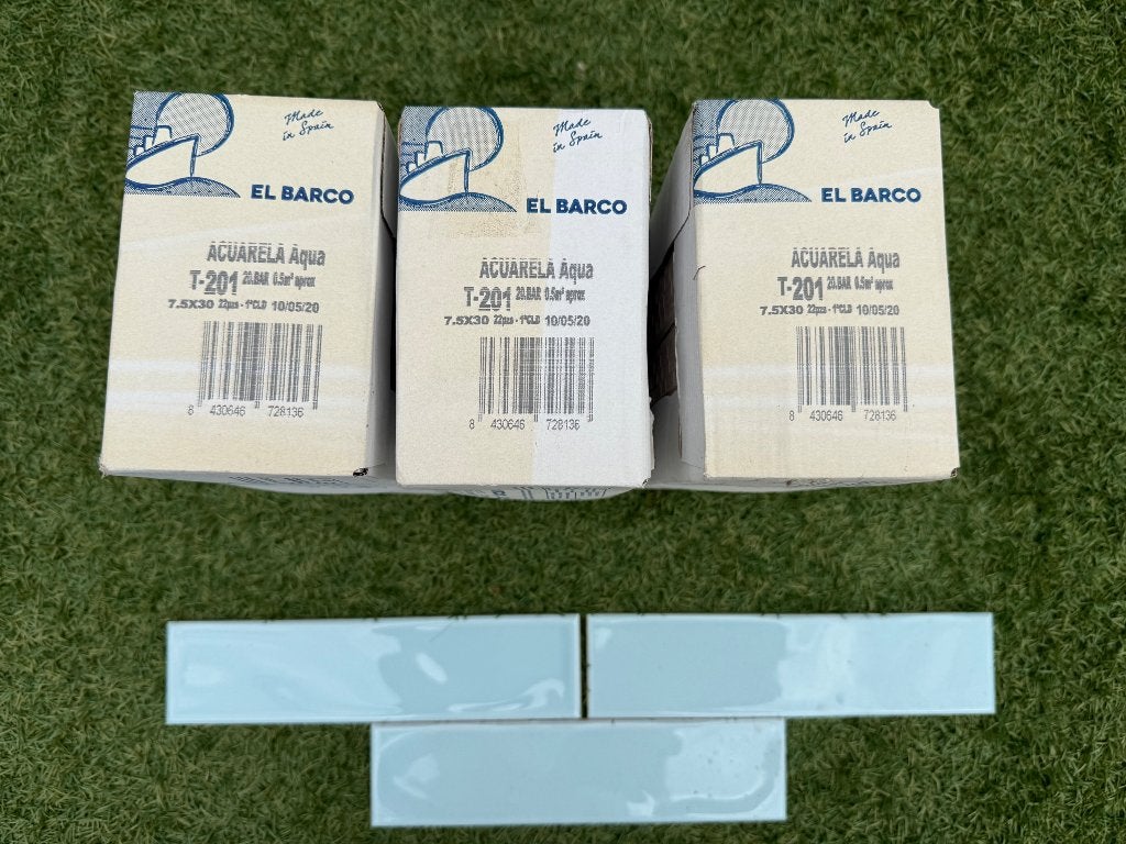 Lichtblauwe tegels, Doe-het-zelf en Verbouw, Ophalen, Nieuw, 20 tot 40 cm, Minder dan 5 m²