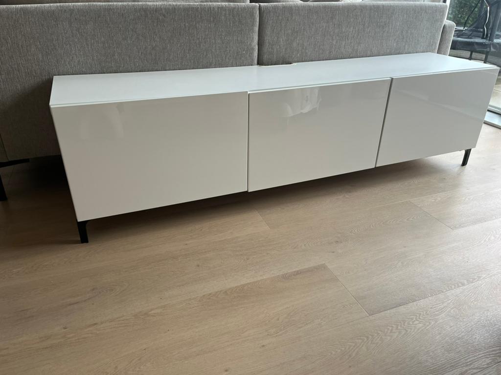 IKEA Besta tv meubel 180 cm wit (2 kastjes en 1 lade), Ophalen, Kunststof, 150 tot 200 cm, Zo goed als nieuw