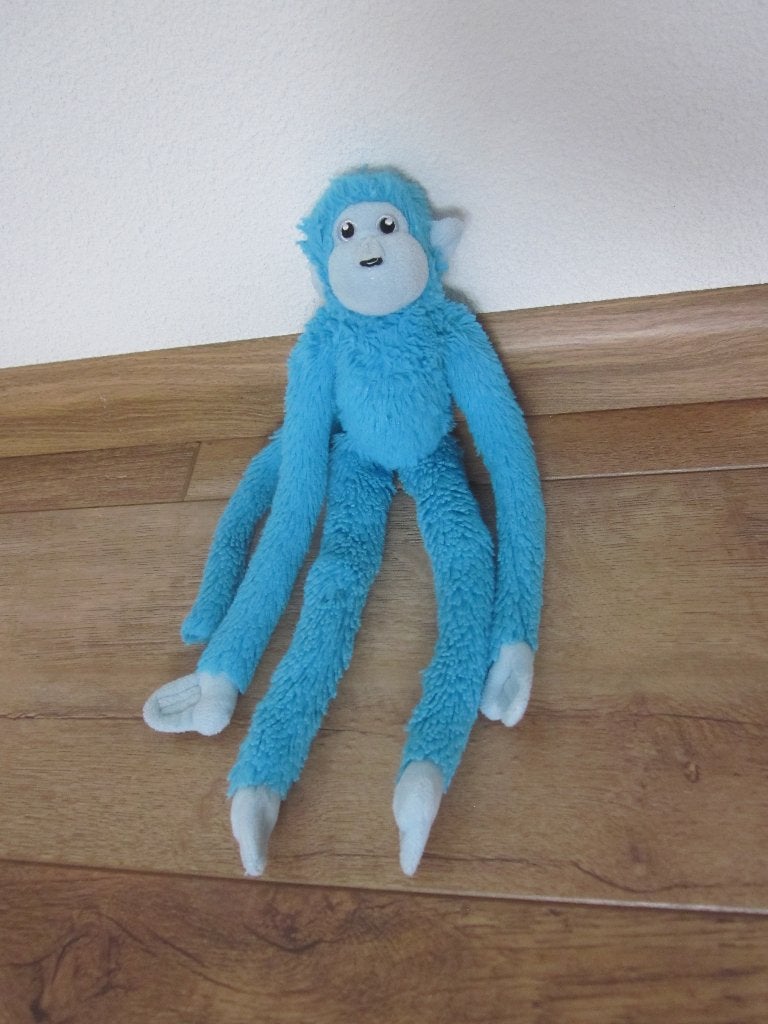 Turquoise ruwharig zacht pluche jungle bungel knuffel aap, Overige merken, Overige karakters, Ophalen of Verzenden, Zo goed als nieuw