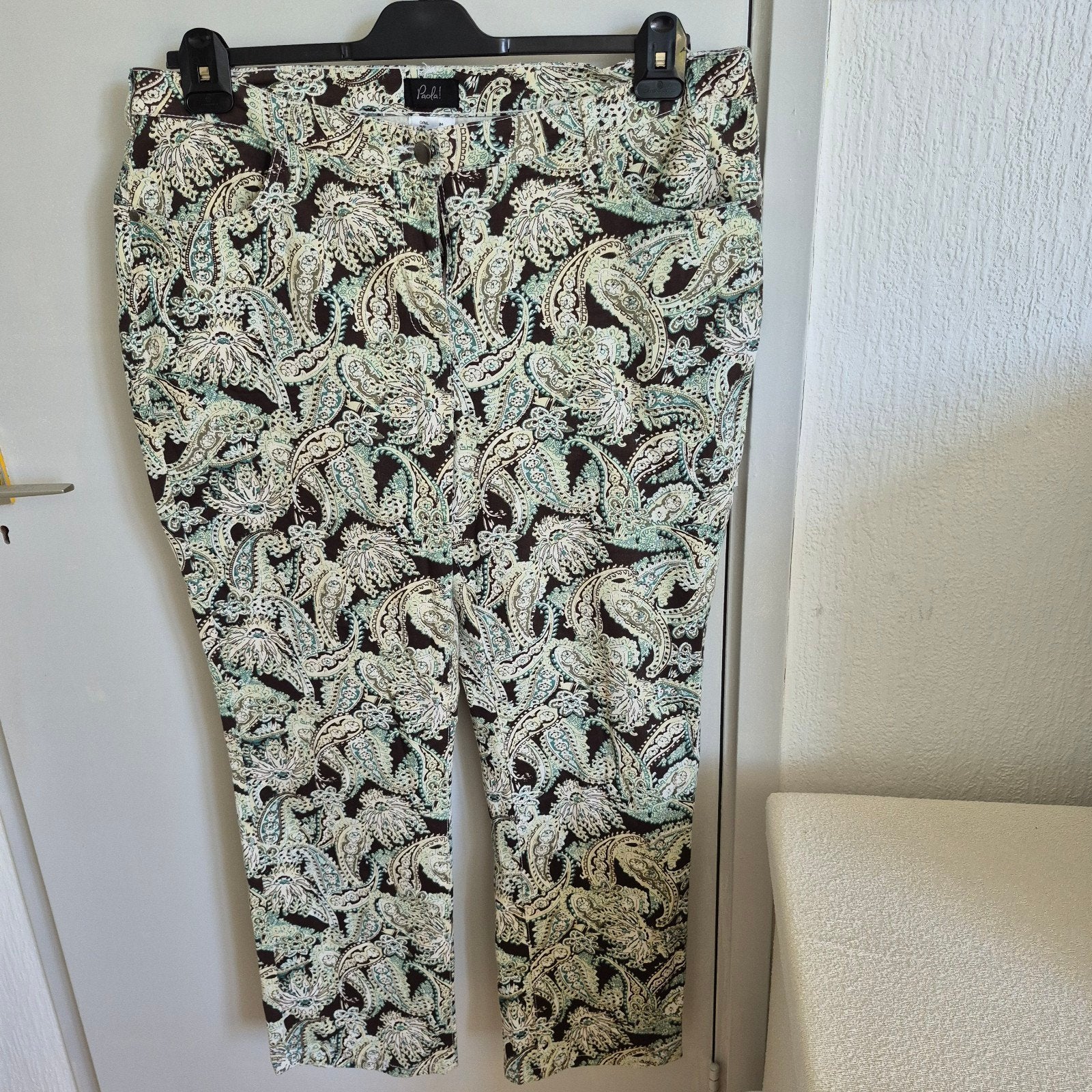 PAOLA Damesbroek Maat 48 - Zwart, Groen, Wit Paisley, Kleding | Dames, PAOLA, Zwart, Maat 46/48 (XL) of groter, Ophalen of Verzenden