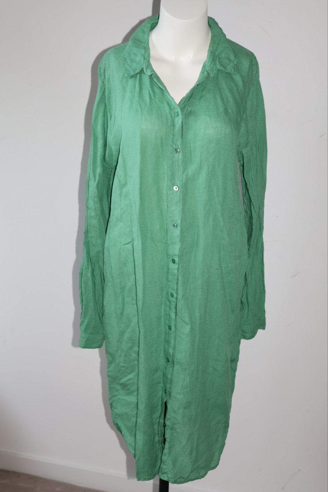 Purdey Groene Blouse Jurk Maat 40 / L - 100% Linnen, Kleding | Dames, Purdey, NL, Ophalen of Verzenden, Zo goed als nieuw