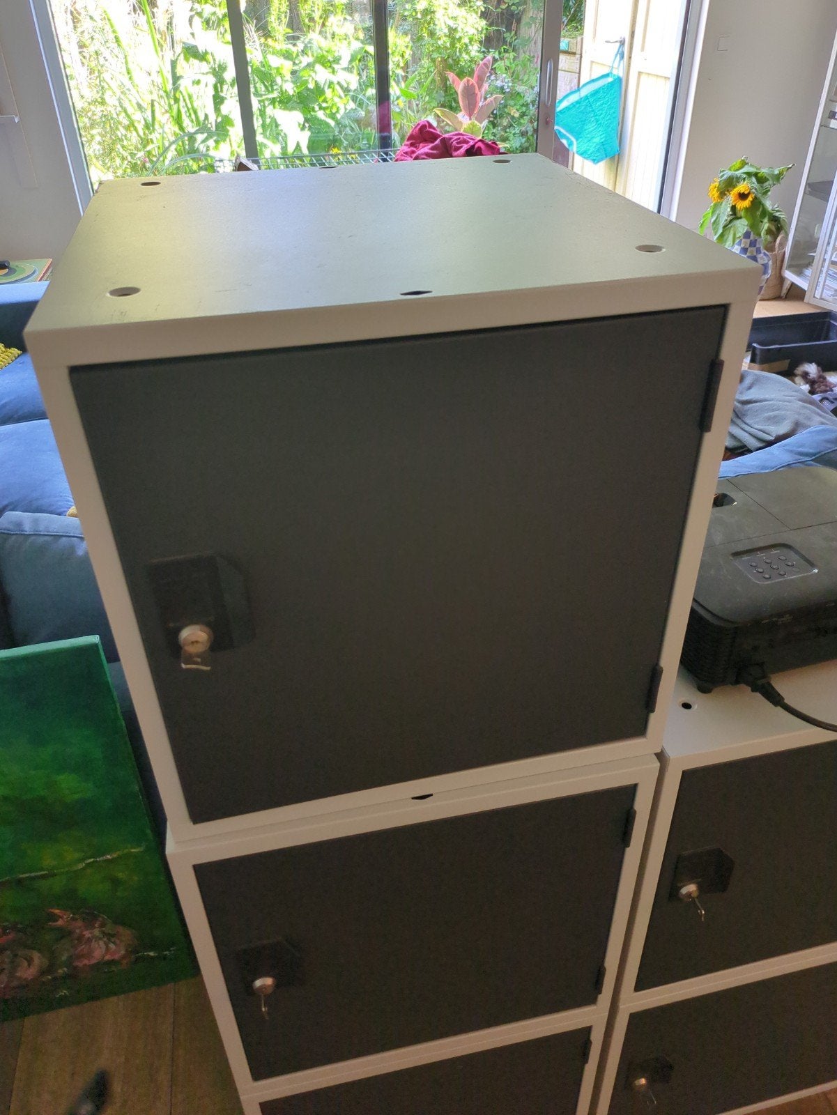 Modulaire opbergkast met slot - Grijs/Wit, Ophalen, Zo goed als nieuw, Modern, functioneel
