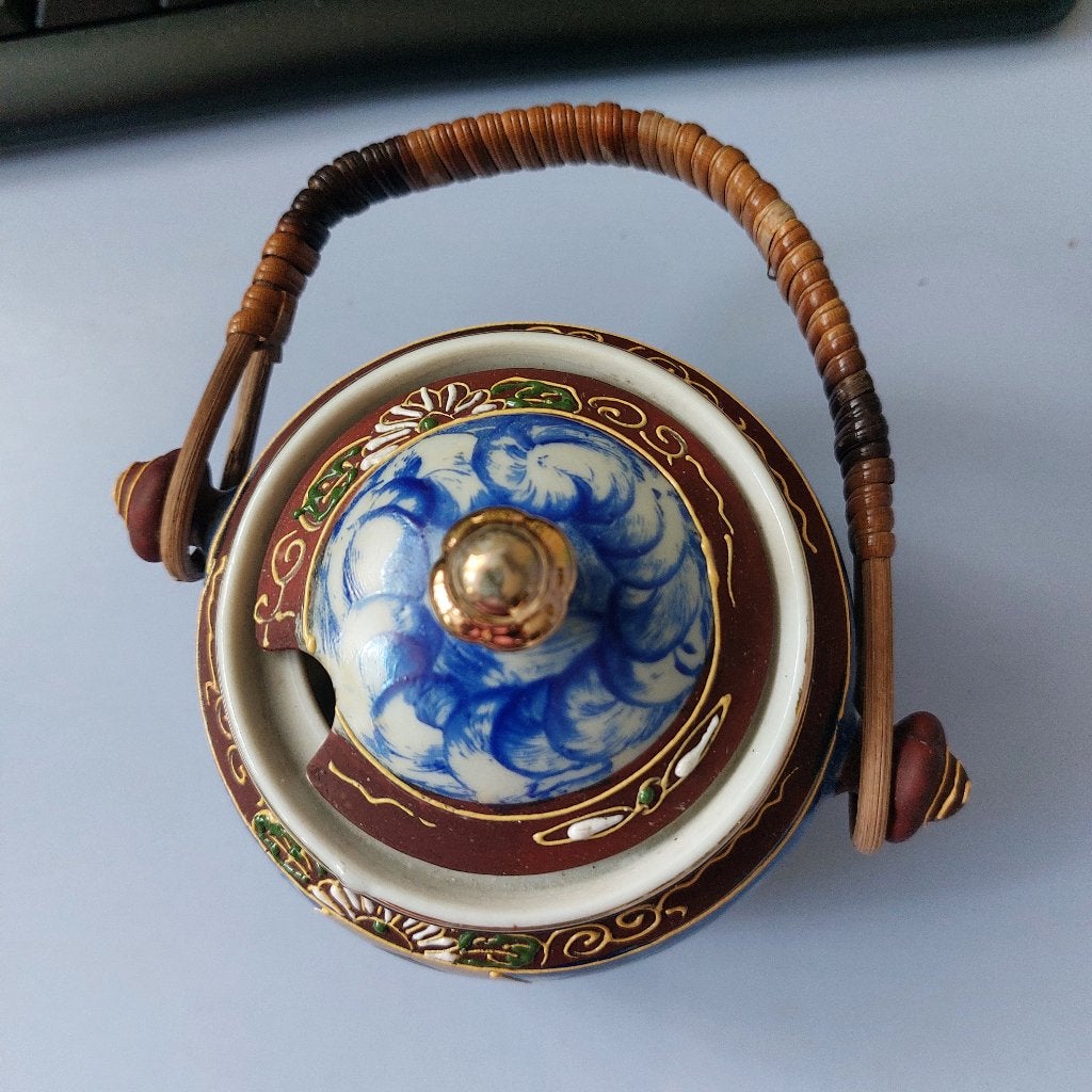 Theepotje met gevlochten hengel 7 cm hoog, Ophalen