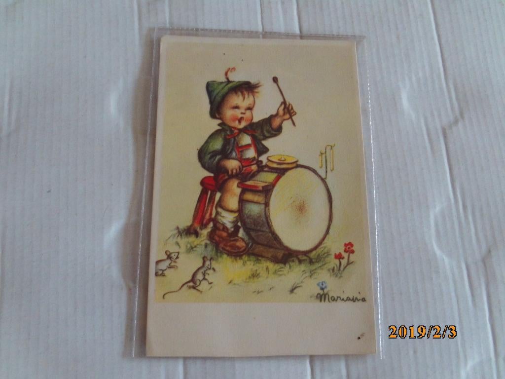 oude kinderkaart kind met trommel, Ophalen of Verzenden, 1960 tot 1980, Ongelopen, Kinderen