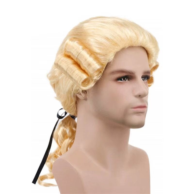 Blonde Historische Heren Pruik Rechter Advocaat, Verzenden, Nieuw, Pruik of Haarverlenging