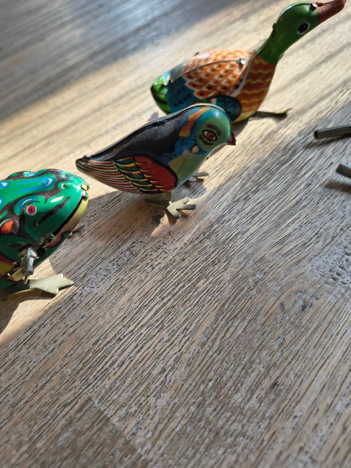 Werkende Blikken Dier Figuurtjes - Kikker, Eend, Vogel, Verzenden, Gebruikt, Overige soorten, Beeldje of Figuurtje