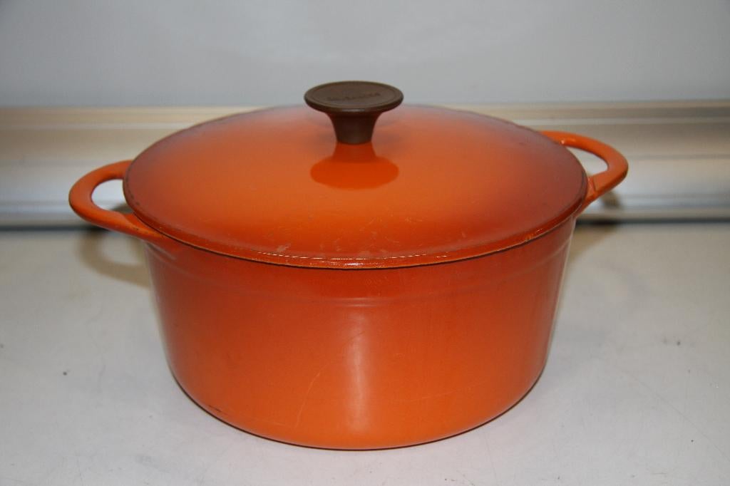 cousances braadpan le creuset 20 cm (263), Huis en Inrichting, Keuken | Potten en Pannen, Ophalen of Verzenden, Gebruikt, Gietijzer