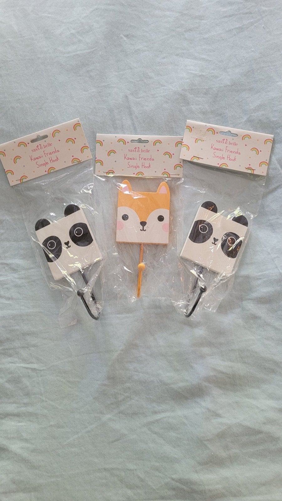Sass & Belle Kawaii Friends Kapstokhaken (Panda & Vos), Overige materialen, Wandhaken, Nieuw, Ophalen of Verzenden