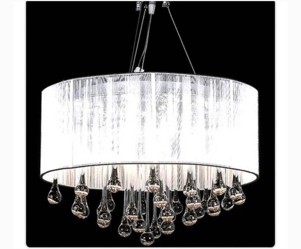 Nieuwe Kroonlucht met 85 kristallen wit, Ophalen of Verzenden, Nieuw, Glas