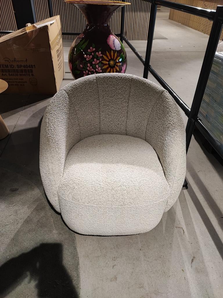Richmond Interiors lounge chair Jago white bouclé swivel, Huis en Inrichting, Fauteuils, Ophalen of Verzenden, Nieuw