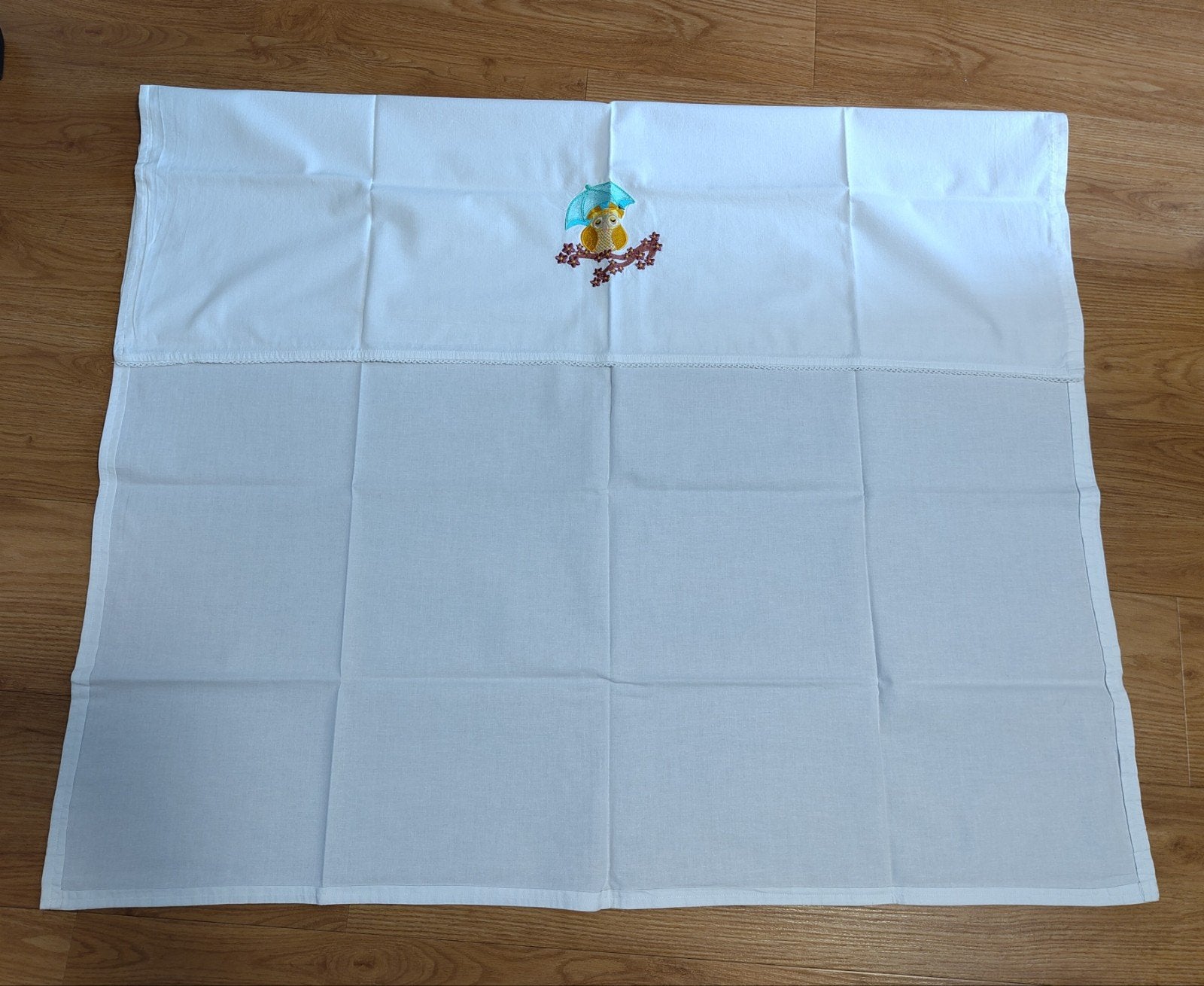 Laken ledikant / wieg met uiltje, Overige merken, Jongetje of Meisje, Ophalen of Verzenden, Zo goed als nieuw