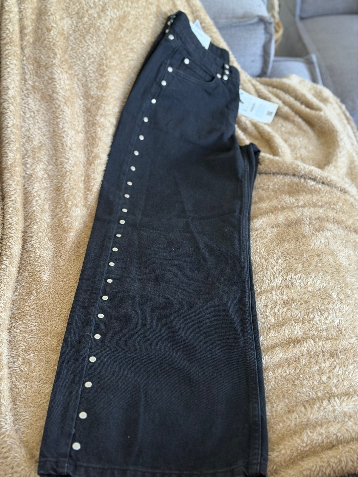 Bershka Baggy Low Rider Jeans met Sterren en Studs, Kleding | Dames, Ophalen of Verzenden, Nieuw, Zwart, W30 - W32 (confectie 38/40)