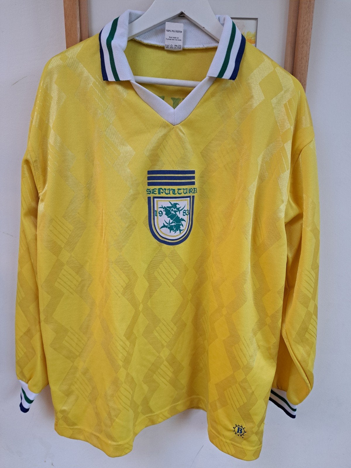 Vintage Sepultura Longsleeve Shirt Jaren '90 - Maat XL, Geel, Maat 56/58 (XL), Ophalen of Verzenden, Zo goed als nieuw