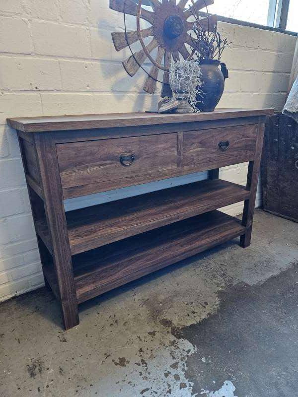 stoere side-table``WOONWINKEL RUSTIEK``, Ophalen, Teakhout, 200 cm of meer, Zo goed als nieuw
