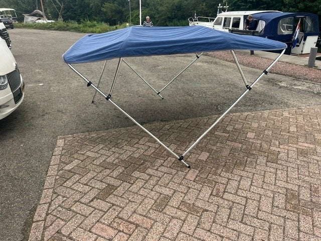 Talamex Biminitop Deluxe 4 boog, Navy doek Breedte 246-260, Watersport en Boten, Ophalen, Zo goed als nieuw, Overige typen