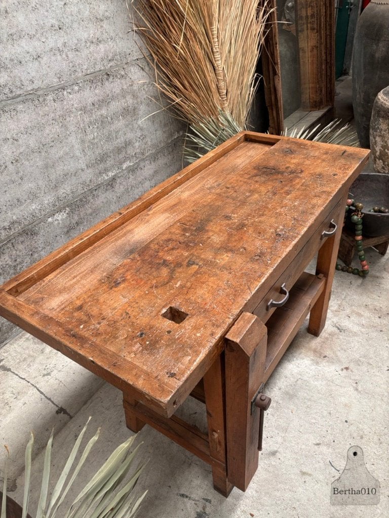 Grandioze oude werkbank uit school 148269 lengte 152 cm, Ophalen of Verzenden, Zo goed als nieuw, 170 cm of meer