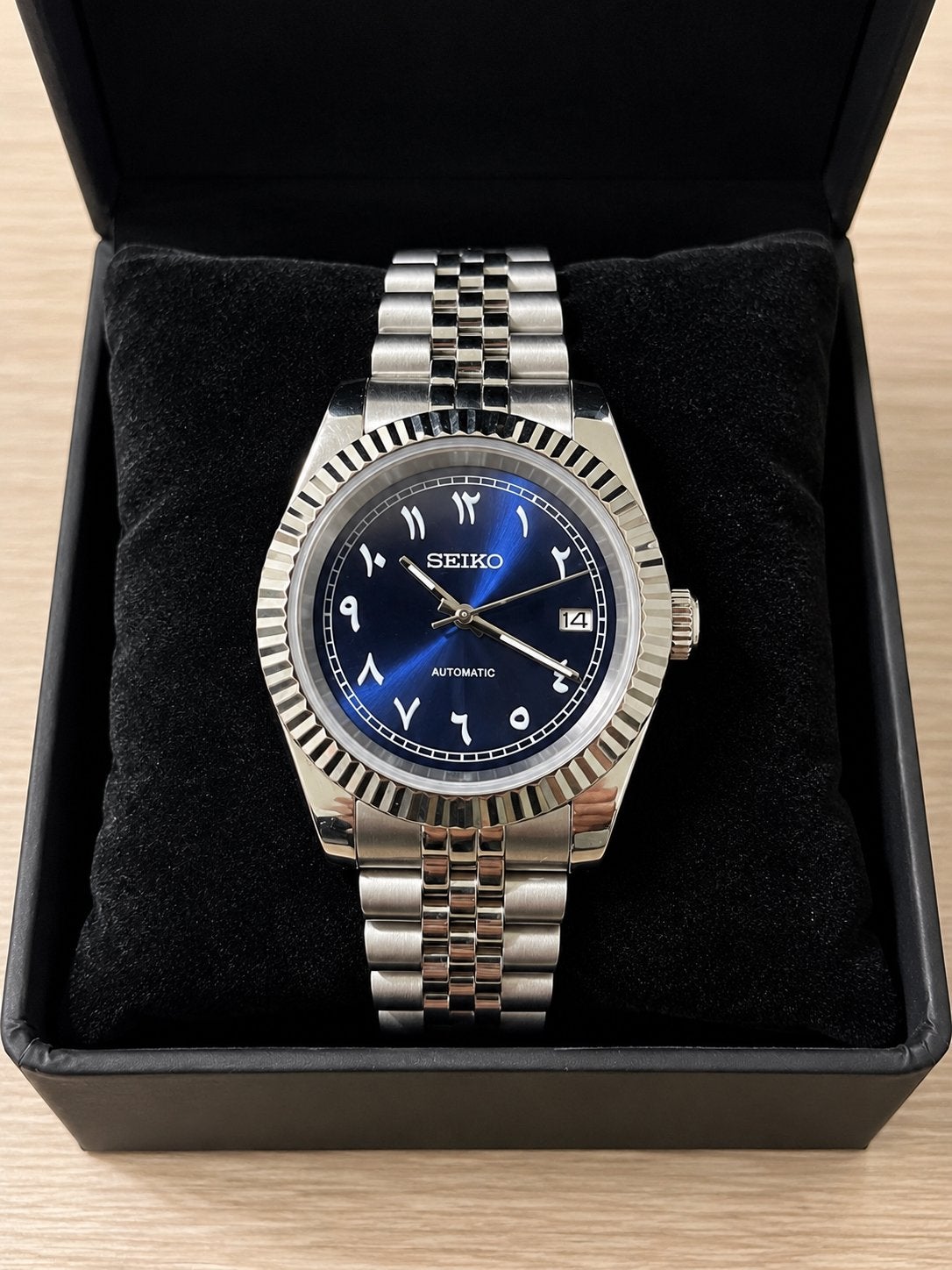 Seiko Automatic Arabic Dial blauw – Automaat – RVS, Sieraden, Tassen en Uiterlijk, Horloges | Heren, Ophalen of Verzenden, Zo goed als nieuw