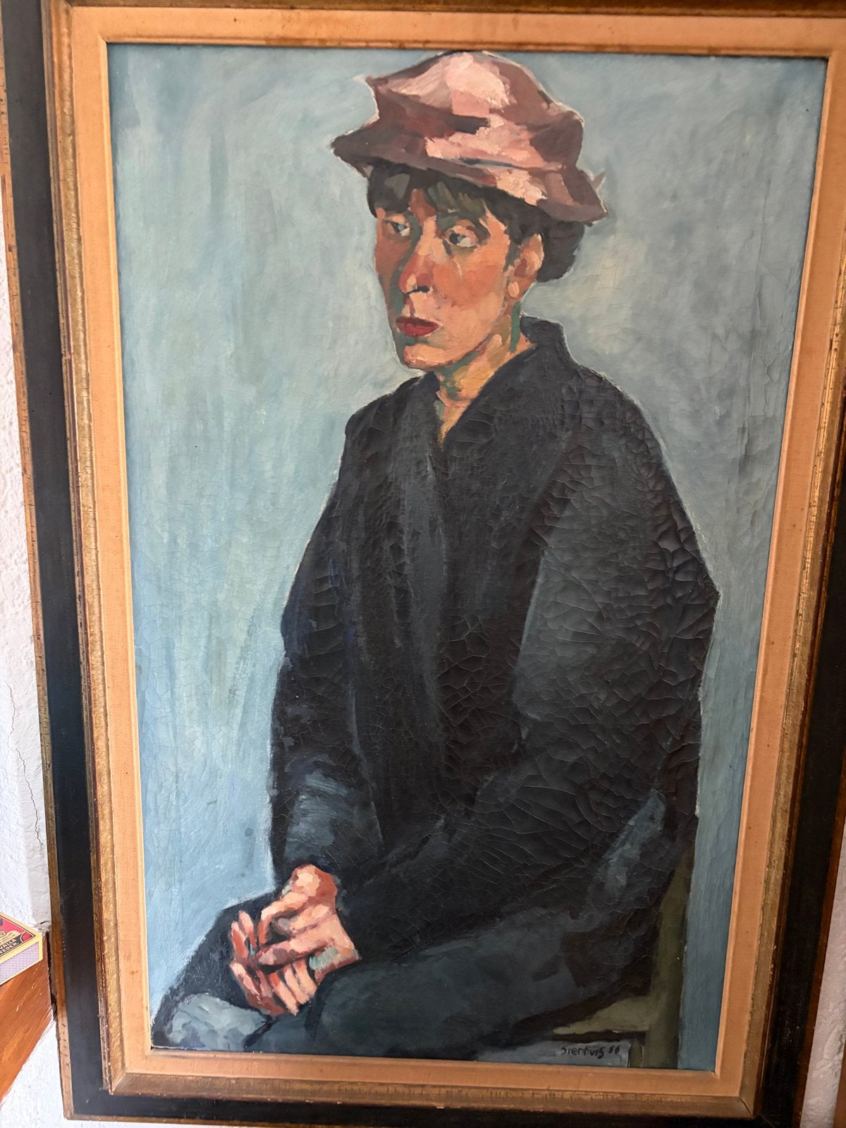 Origineel Jan Sierhuis Schilderij - Portret met Oude Lijst, Ophalen
