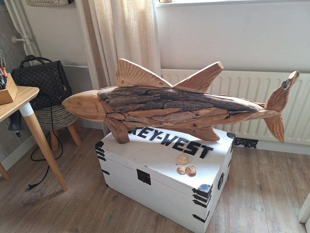 Mooie nieuwe houten vis decoratie, Huis en Inrichting, Woonaccessoires | Overige, Hout, Nieuw, Ophalen of Verzenden, Landelijk