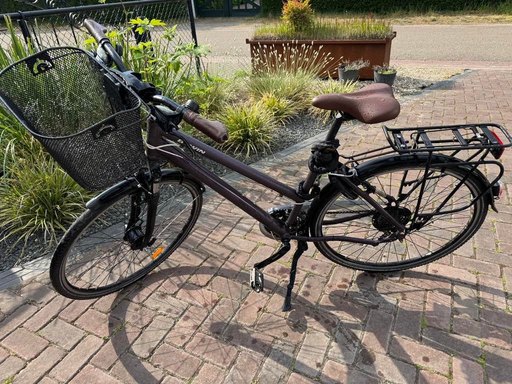 B'Twin Hoprider 500 Damesfiets, Gebruikt, Velgrem, Versnellingen, 50 tot 53 cm