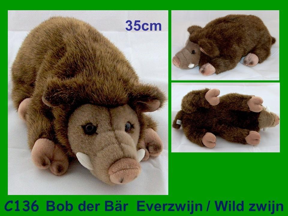 C136 Bob der Bär : Everzwijn / Wild zwijn 35cm groot, Ophalen, Zo goed als nieuw, Overige typen