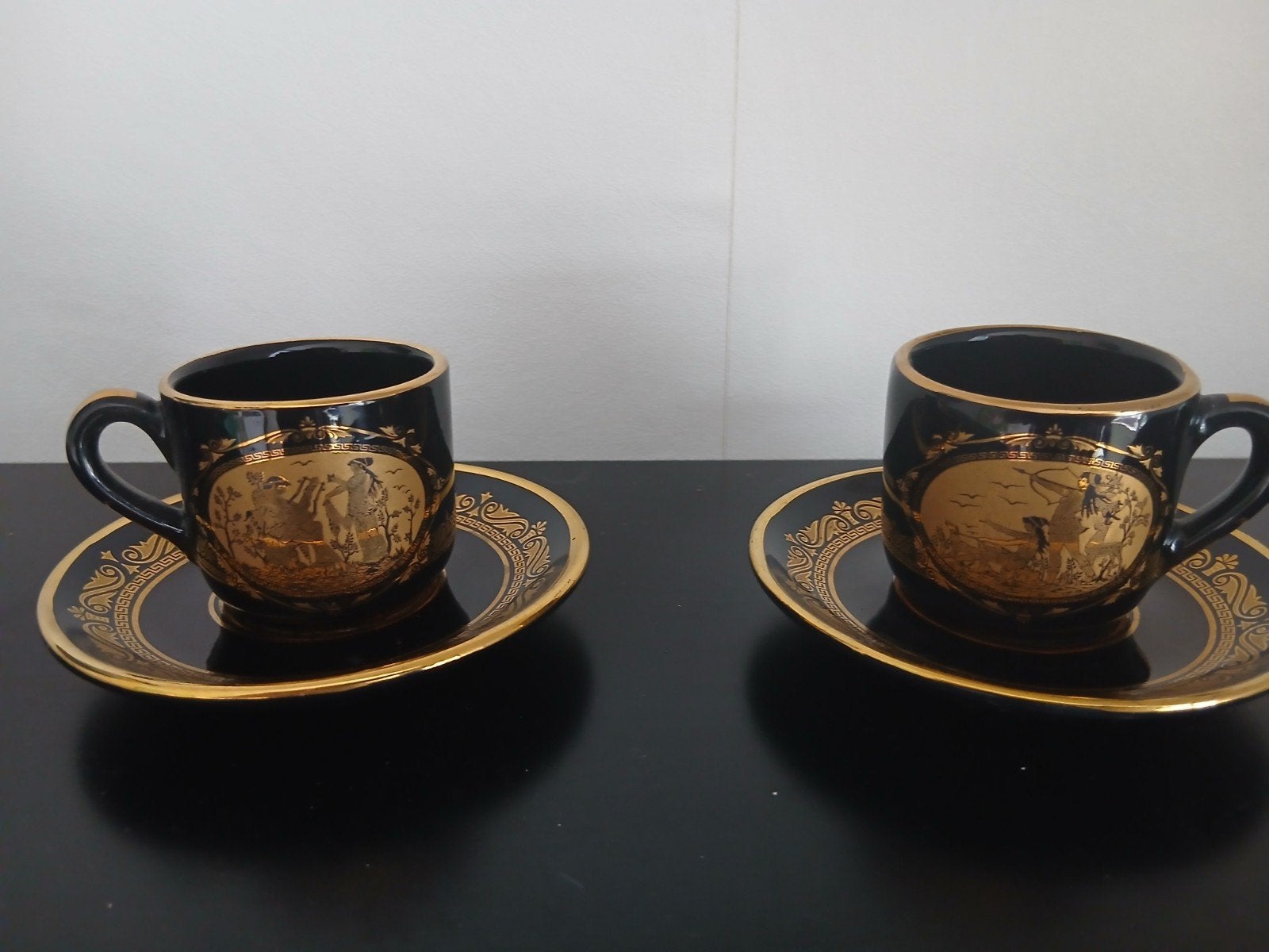 Adis Handgemaakte Griekse Koffiekopjes 24K Goud (2 stuks), Ophalen of Verzenden