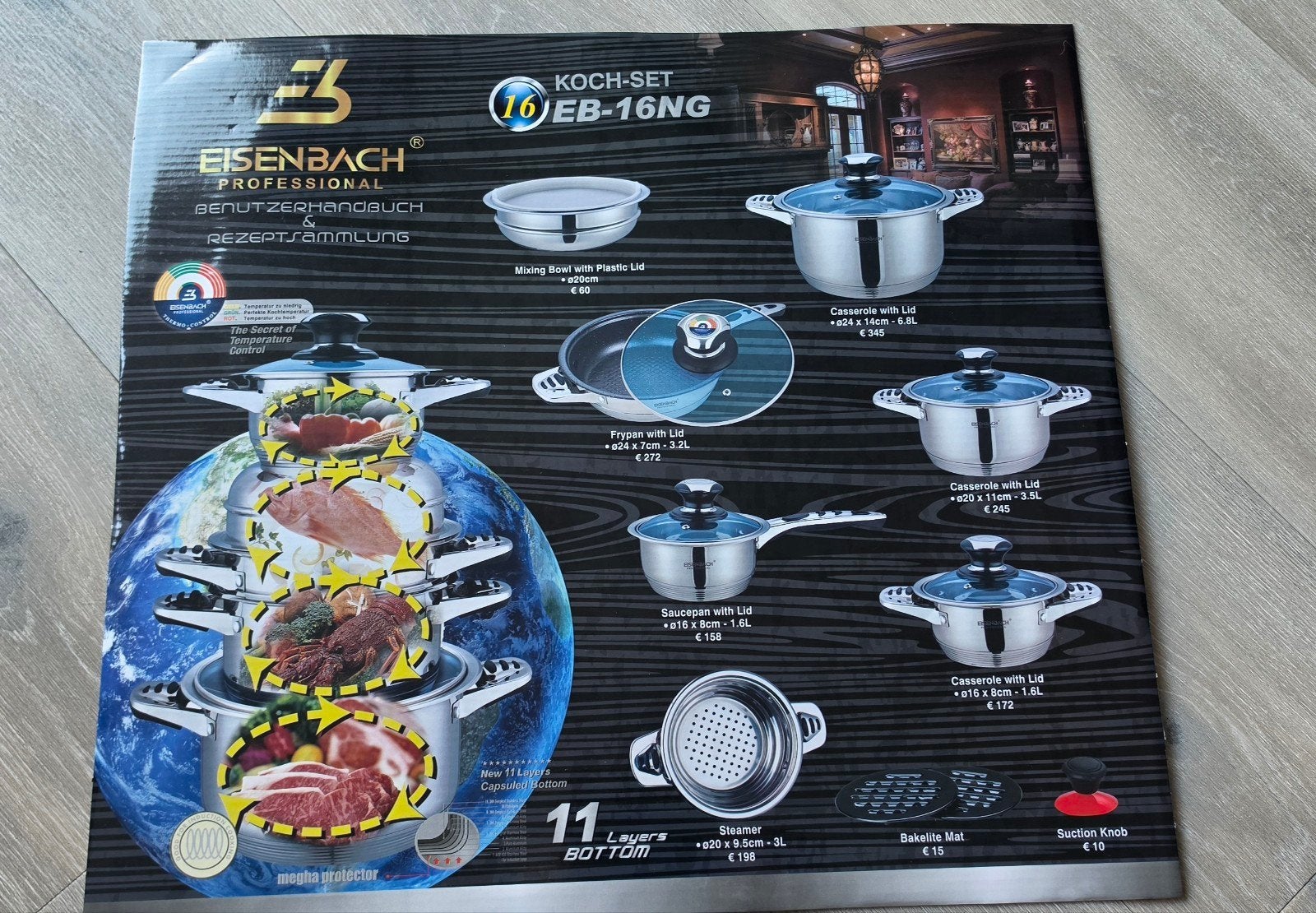 NIEUW 16 delige Eisenbach pannenset, Huis en Inrichting, Keuken | Potten en Pannen, Ophalen of Verzenden, Nieuw, Rvs, Pannenset