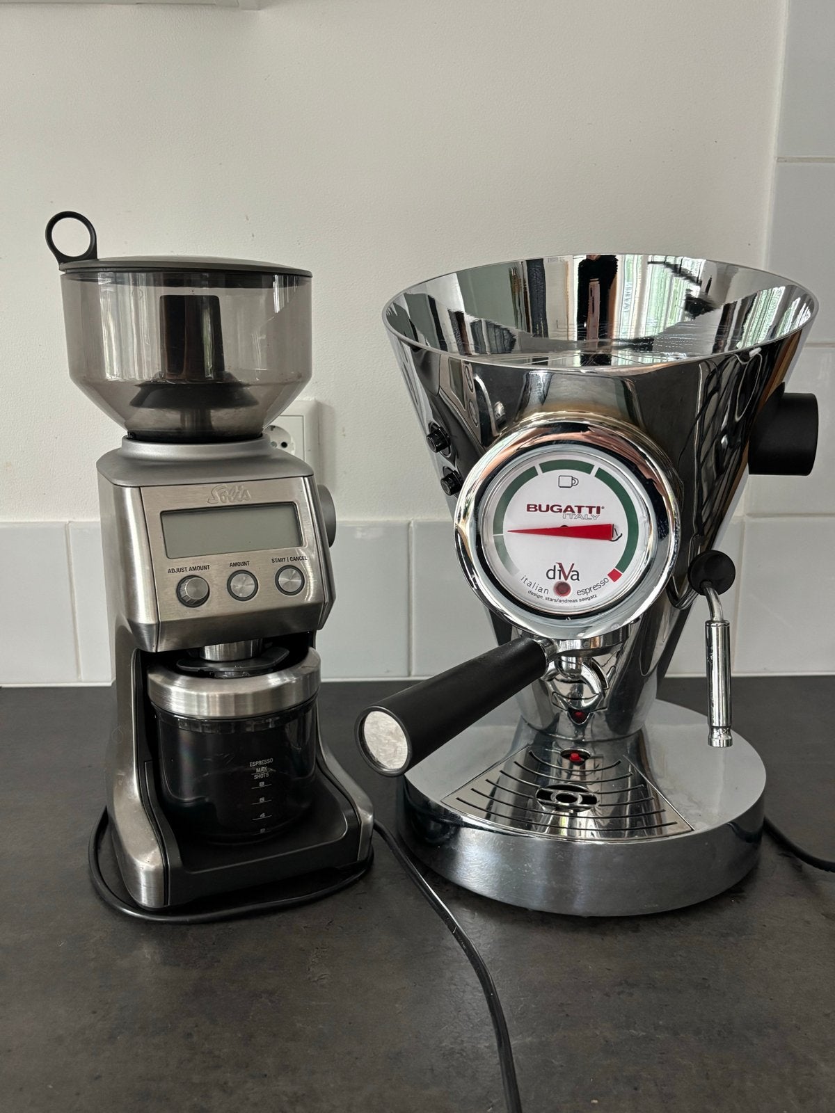 Bugatti Espresso apparaat & Solis bonenmaler, Ophalen, Gebruikt, Espresso apparaat, Gemalen koffie