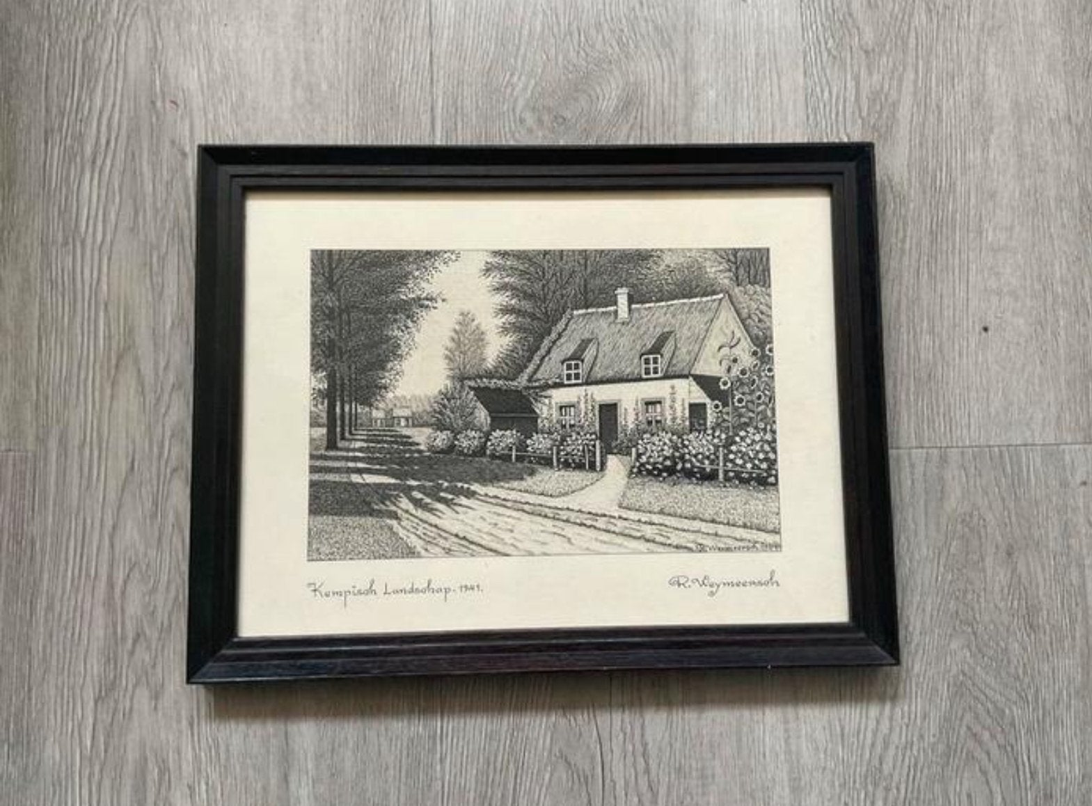 R. Weymeersch - Pentekening Kempisch Landschap 1941, Antiek en Kunst, Kunst | Tekeningen en Foto's, Ophalen of Verzenden