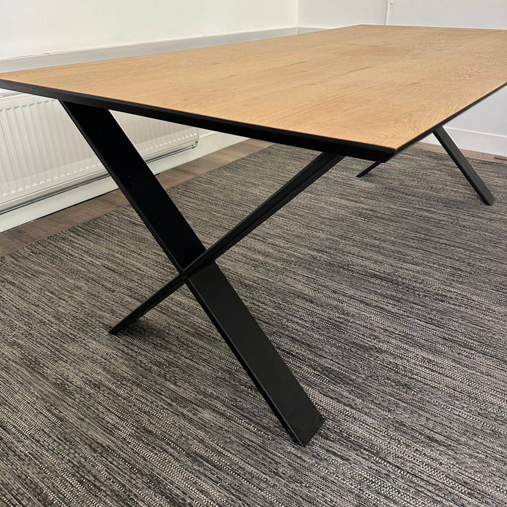 Industriële eikenhouten eettafel 200x100 – TWV €995,-, Verzenden, ., Eikenhout, 200 cm of meer