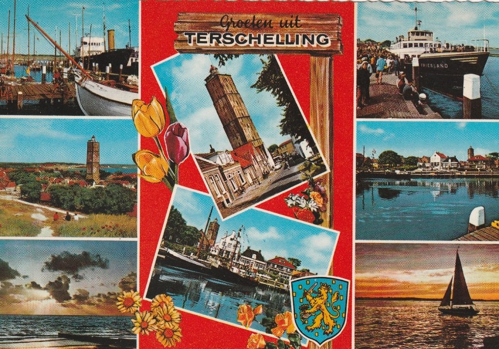 TERSCHELLING Haven Vuurtoren Veerboot Groeten, Verzenden, 1960 tot 1980, Gelopen, Waddeneilanden