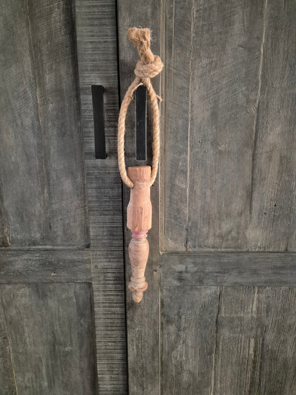 Decoratieve Pinakel met Touw - Rustieke Houten Ornament, Ophalen of Verzenden