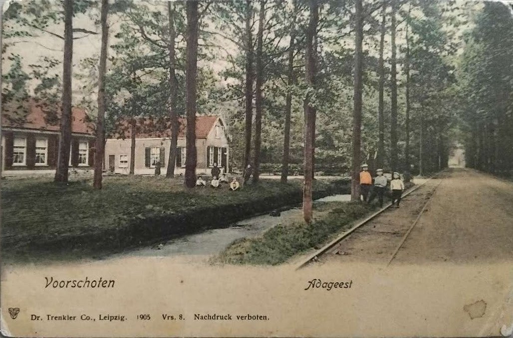 Voorschoten - Adegeest (1905 / gelopen 1907), Verzamelen, Ophalen of Verzenden, Voor 1920, Gelopen, Zuid-Holland