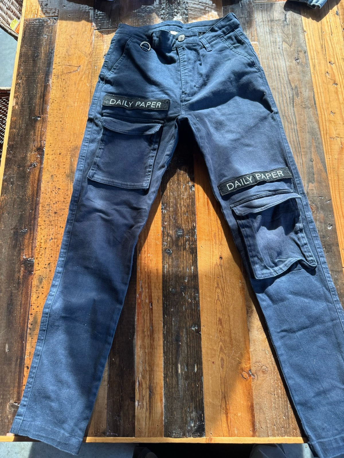 Daily Paper Cargo Broek - Donkerblauw - Maat XS, Blauw, Ophalen of Verzenden, Zo goed als nieuw, Maat 34 (XS) of kleiner