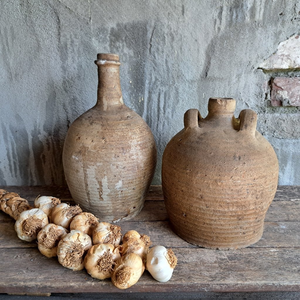 Franse oude brocante aardewerk kruik fleskruik *Etage3*, Gebruikt, ., Ophalen of Verzenden, .