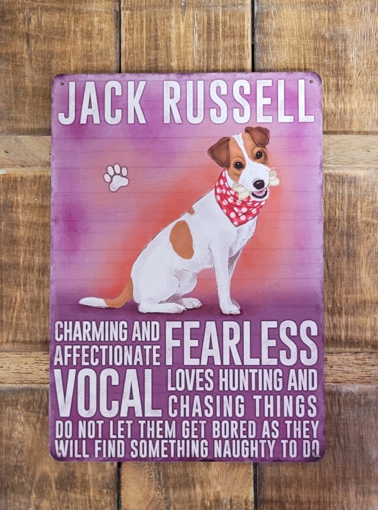 Jack Russel hond eigenschappen reclamebord van metaal deco, Info@deconoord.nl, Gebruikt, Deco Noord, Ophalen of Verzenden