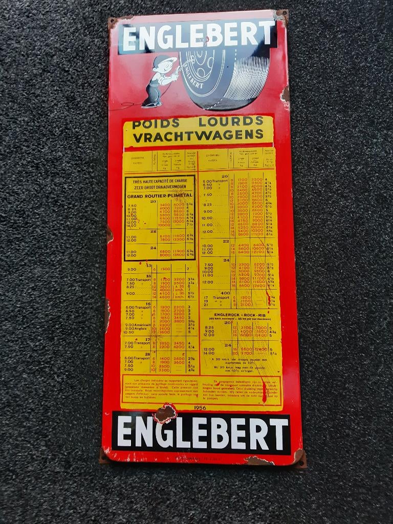 zeldzaam emaille bord engelbert, rood 1957, Antiek en Kunst, Antiek | Emaille, Ophalen of Verzenden