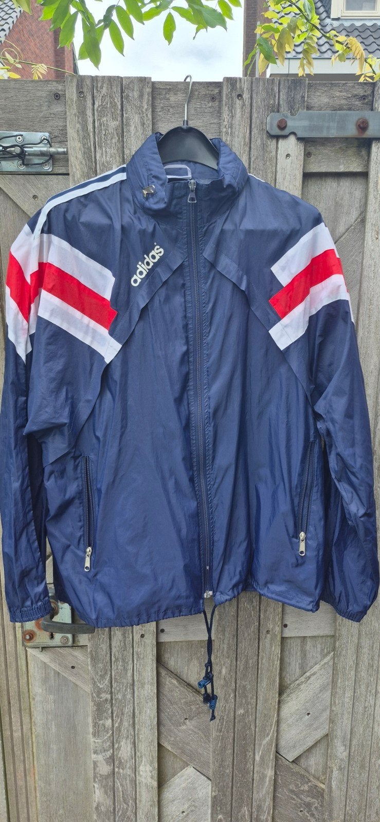 Retro vintage Adidas regenjasje - Zo goed als nieuw, Maat 52/54 (L), Blauw, Ophalen of Verzenden, Zo goed als nieuw