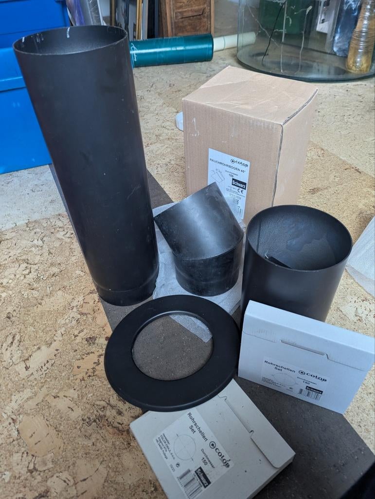 Enkelwandig pijpen, nieuw - 150mm zwart, Huis en Inrichting, Kachels, Ophalen of Verzenden