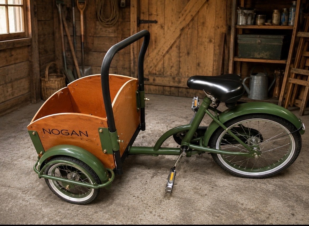 Nogan kinderbak fiets legergroen, Overige merken, Terugtraprem, Gebruikt, Ophalen of Verzenden