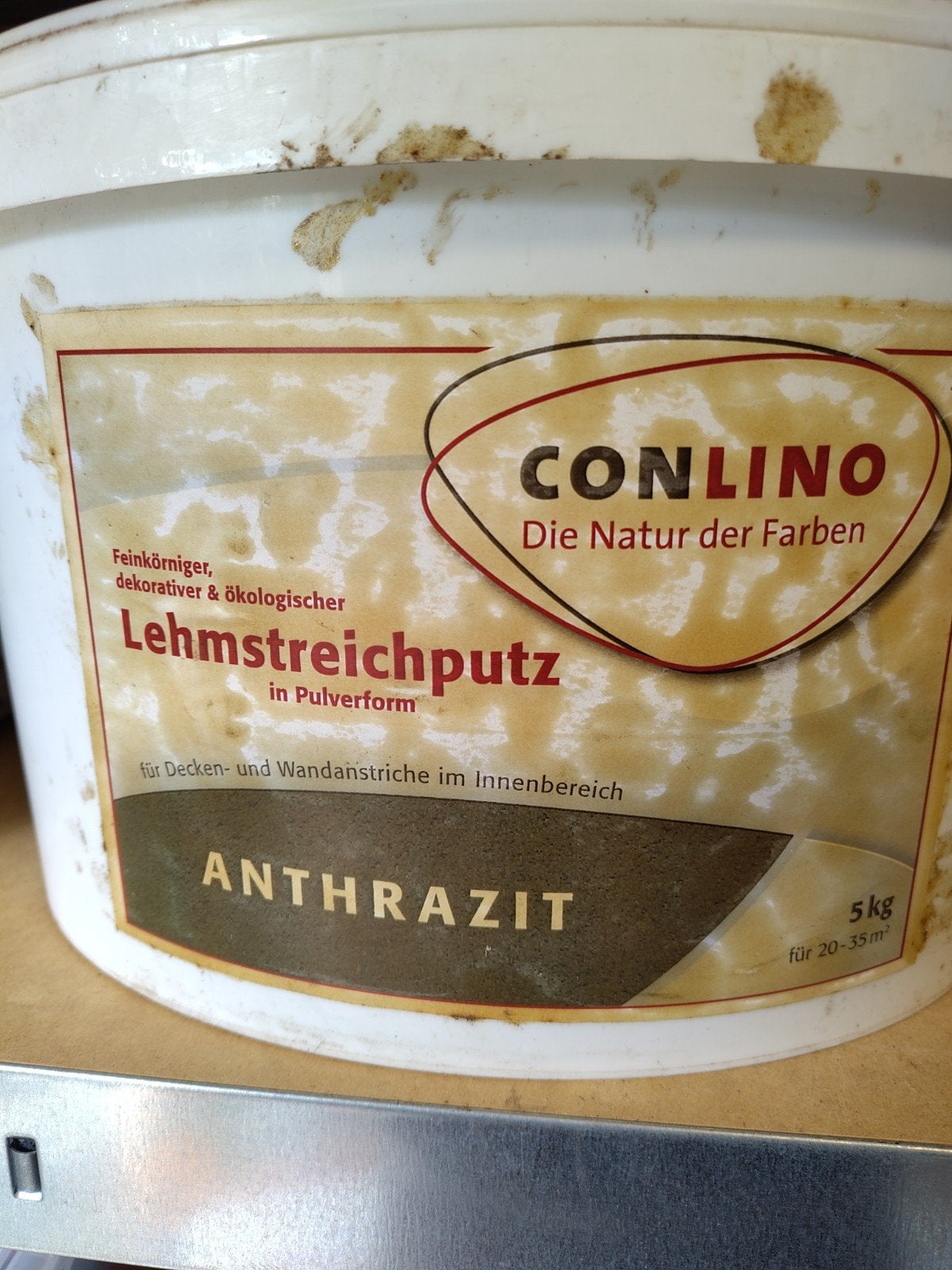 CONLINO Lehmstreichputz Anthrazit 5kg leemstuc, Doe-het-zelf en Verbouw, Ophalen, Wit