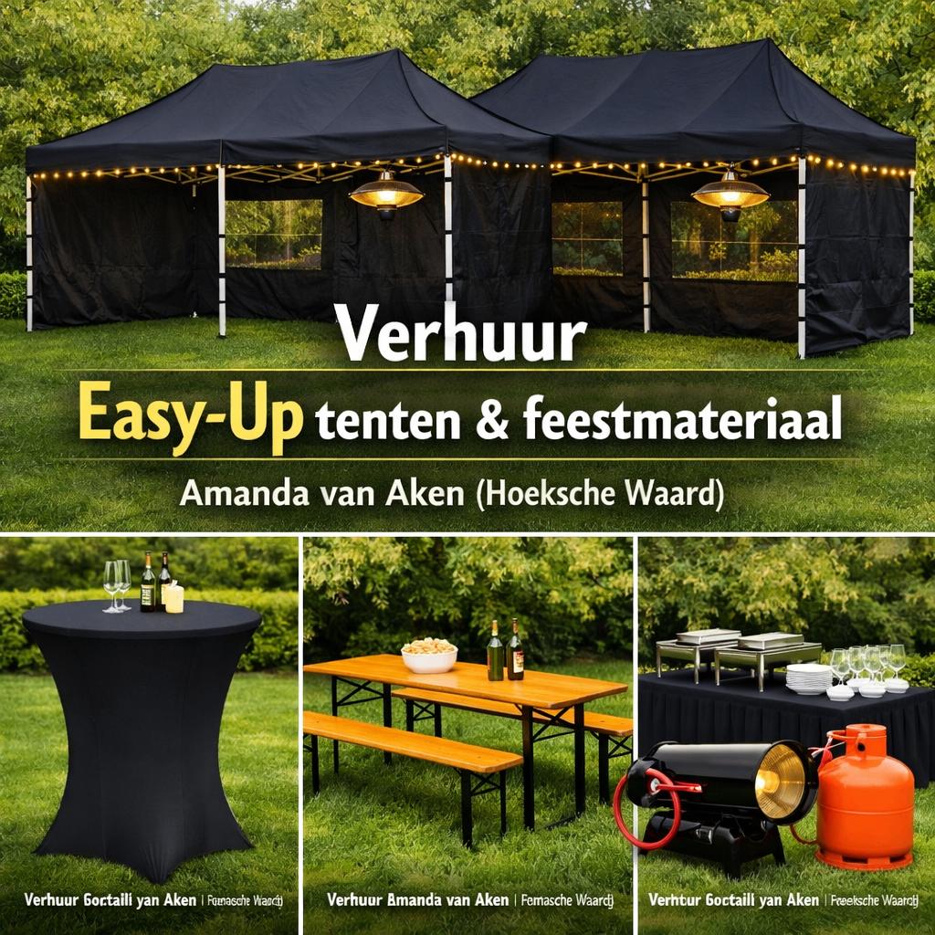 te huur easy up tent 3x6 zwart, Ophalen, Overige
