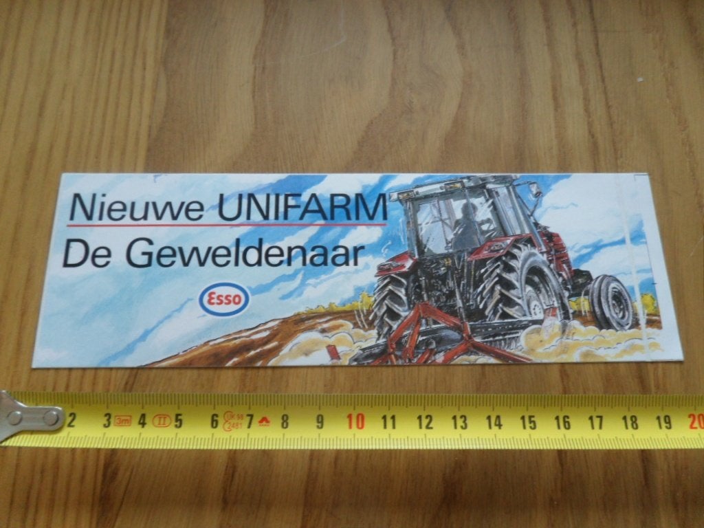 sticker ESSO  Nieuwe UNIFARM De Geweldenaar  Tractor *, Ophalen of Verzenden, Zo goed als nieuw