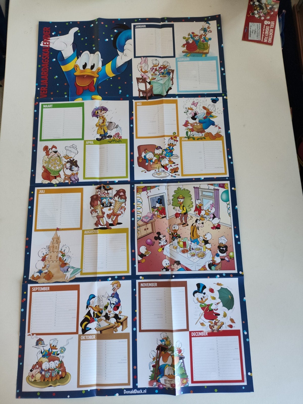 Donald Duck verjaardags kalender en poster (100 x 52), Ophalen of Verzenden, Maandkalender, Nieuw