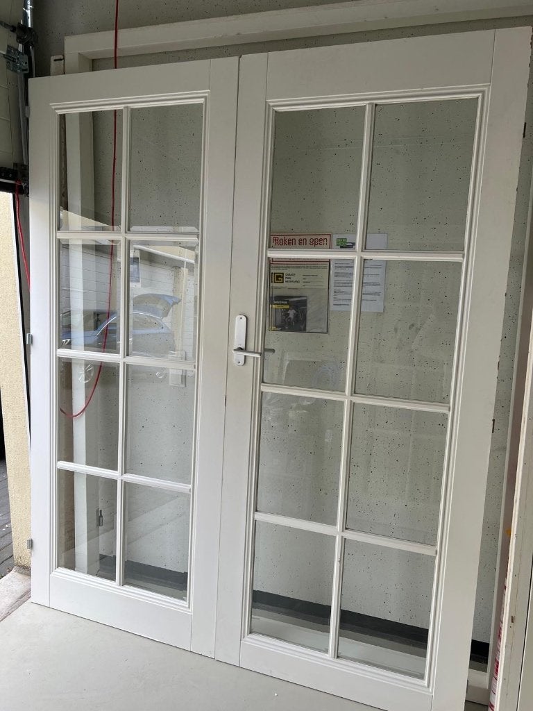 Mooie openslaande binnen deuren met facet glas 231x190, Doe-het-zelf en Verbouw, Deuren en Horren, Ophalen, Gebruikt, Binnendeur
