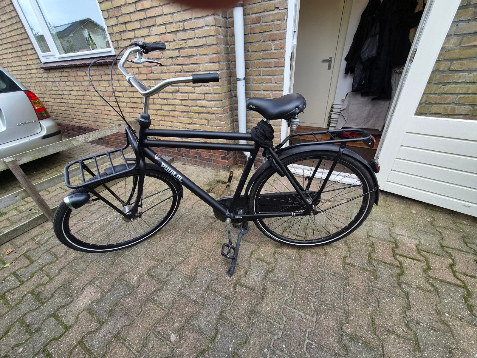 Stoere herenfiets bagagefiets, Fietsen en Brommers, Ophalen, Terugtraprem, Gebruikt, Versnellingen