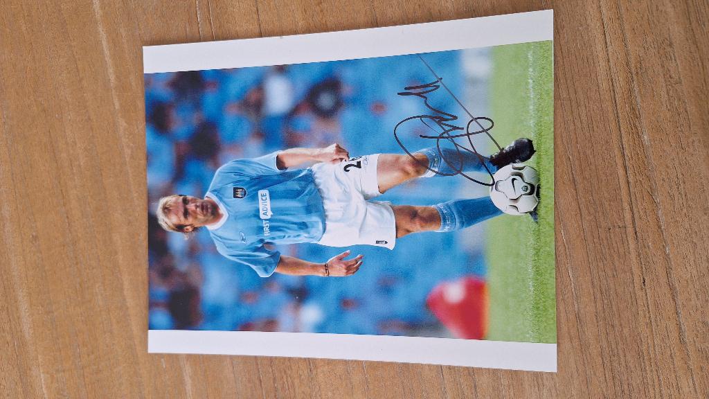 Foto 20x25 cm met handtekening; Paul Bosvelt # Man City, Ophalen of Verzenden, Nieuw, Buitenlandse clubs, Overige typen