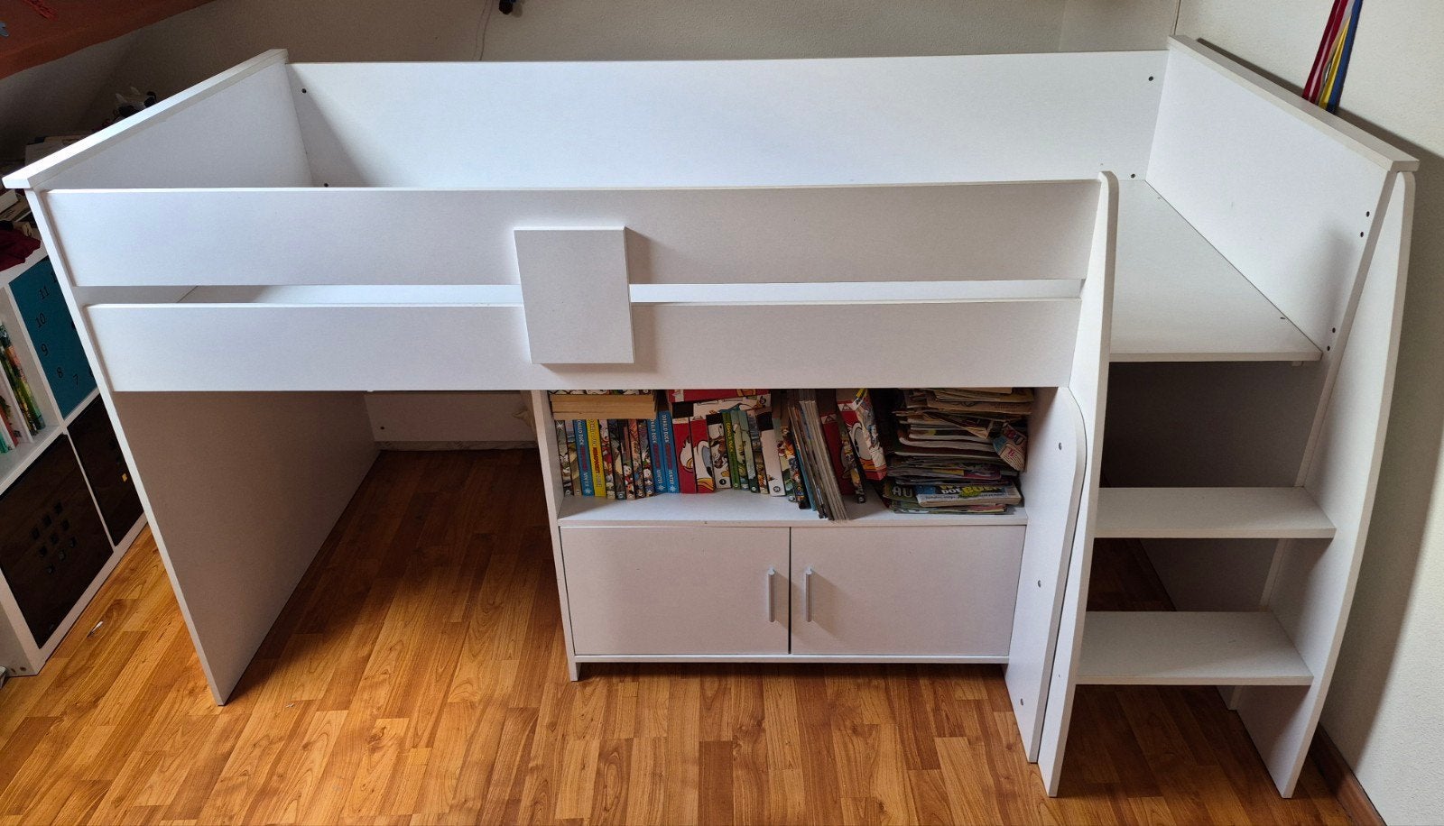 Halfhoogslaper wit, van peuter tot puber, Huis en Inrichting, Slaapkamer | Stapelbedden en Hoogslapers, Ophalen, Gebruikt, 90 cm