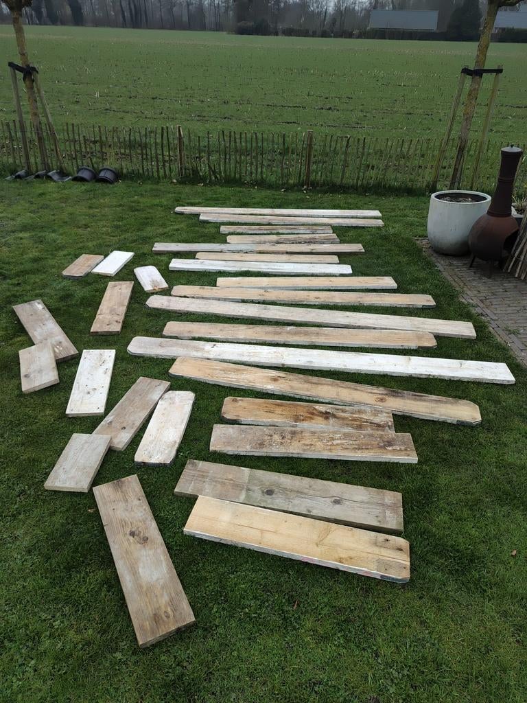 Stijger hout steigerplanken planken decoratief bekisting, Tuin en Terras, Haardhout, 3 tot 6 m³, Ophalen of Verzenden