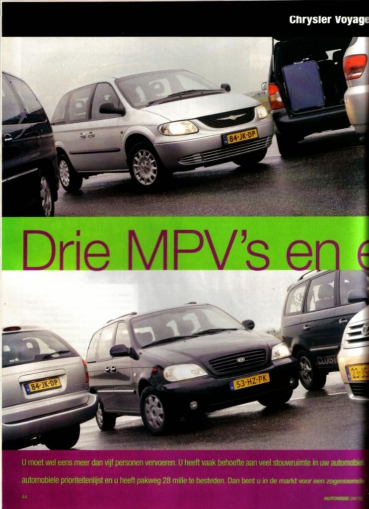 Autovisie Multitest MPV Chrysler , Kia , Hyundai , Toyota, Boeken, Ophalen of Verzenden, Gelezen, Overige merken